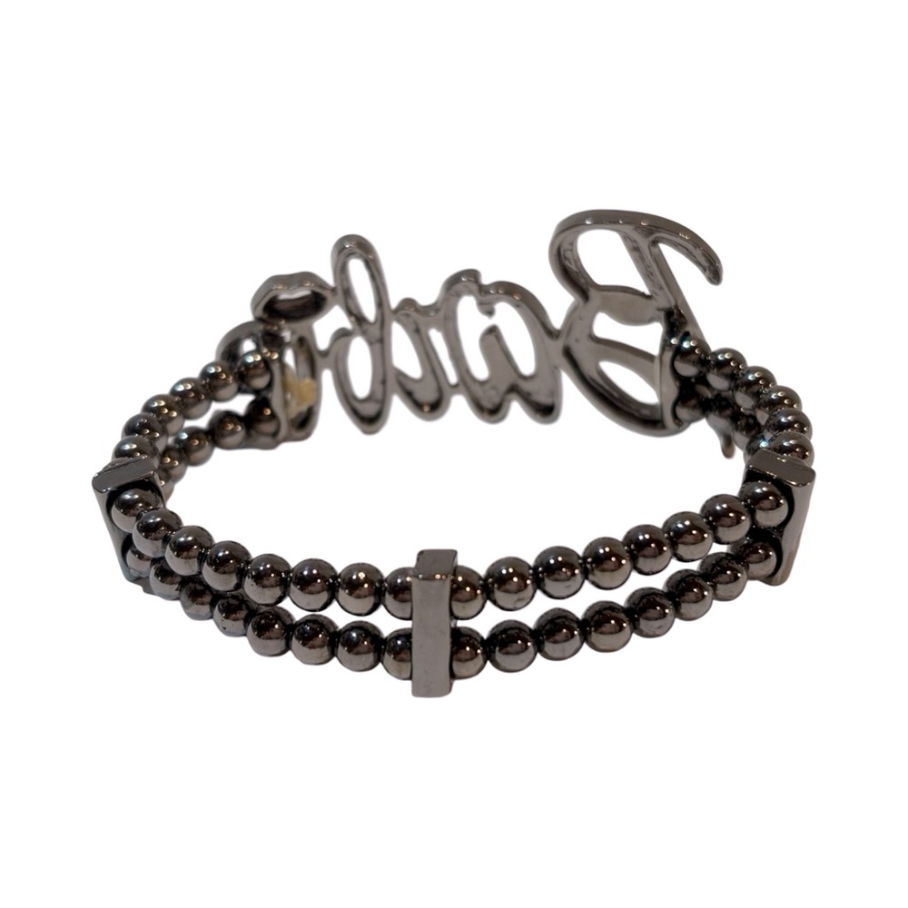 Barbie Crystal Dark Metal Ball‎ Beaded Stretch Bracelet with Lips Kiss - Picture 4 of 7
